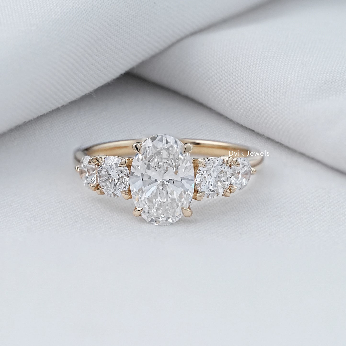 Oval Cut Lab Diamond Five Stone Ring