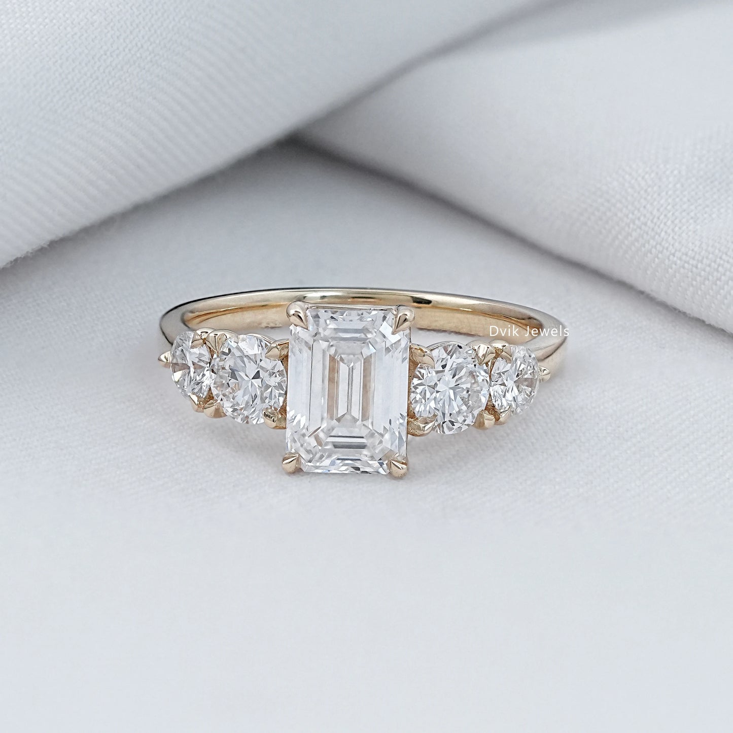 Emerald Cut Lab Diamond Five Stone Ring