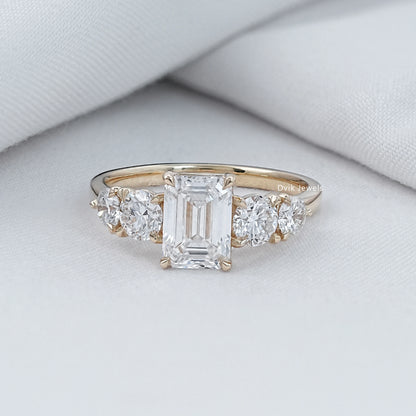 Emerald Cut Lab Diamond Five Stone Ring