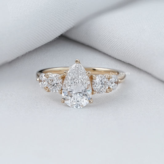 Pear Lab Diamond Five Stone Engagement Ring