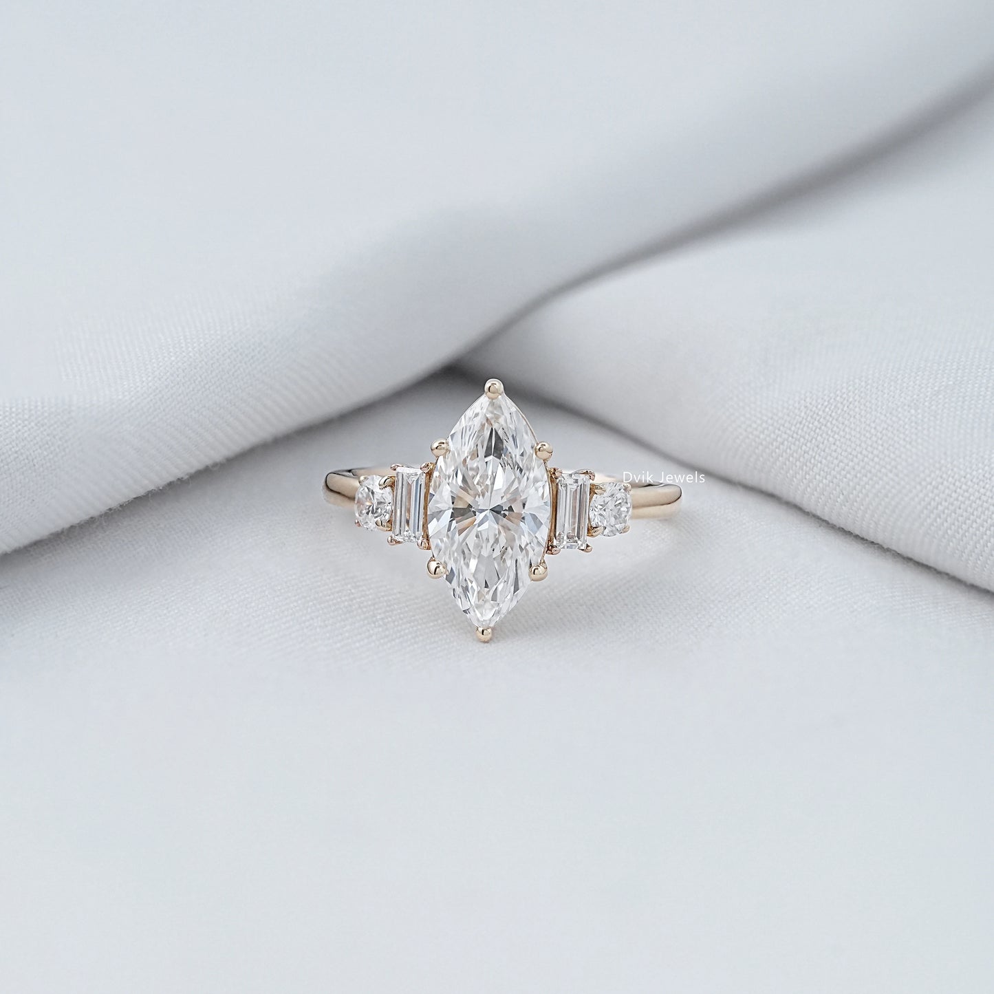Marquise And Baguette Cut Five Stone Diamond Ring