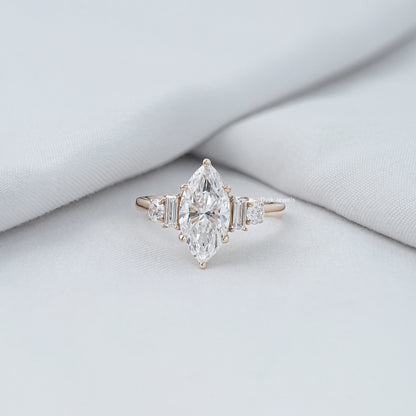 Marquise And Baguette Cut Five Stone Diamond Ring