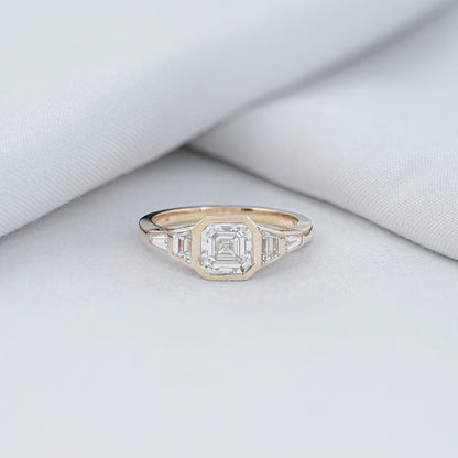 5 Stone Bezel Set Lab Diamond Engagement Ring