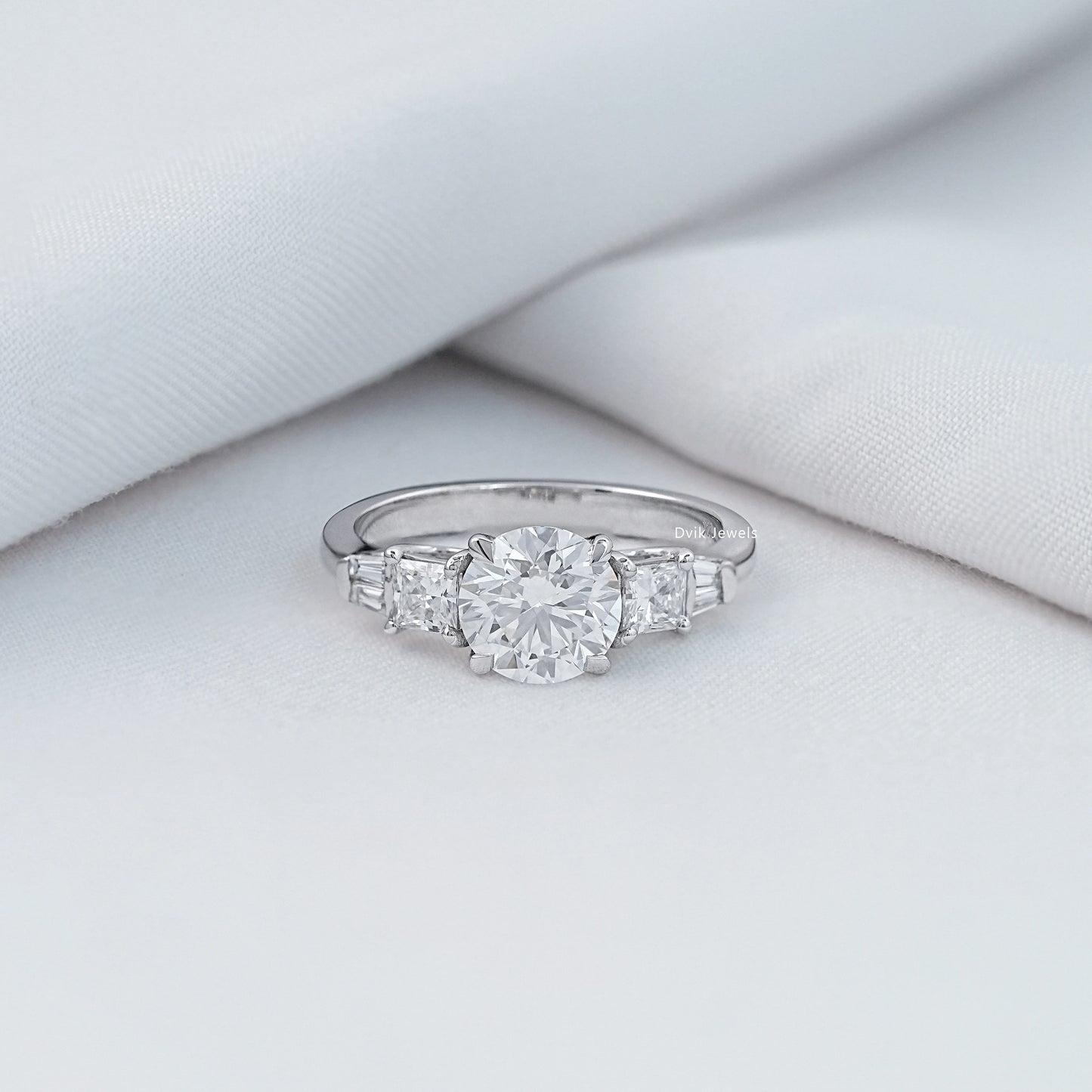 Princess And Round Cut Lab Diamond Five Anniversary Ring