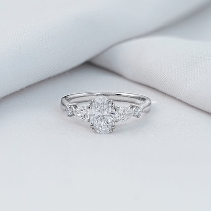 Oval Cut Lab Diamond Five Stone Engagement Ring