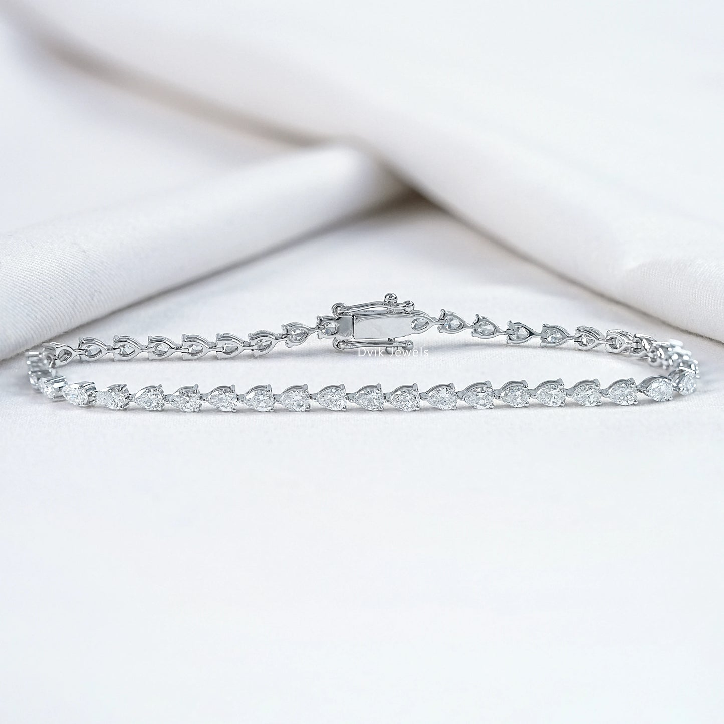 Pear Cut Lab Diamond Tennis Bracelet