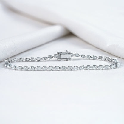 Pear Cut Lab Diamond Tennis Bracelet