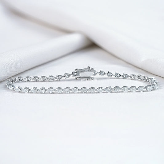 Pear Cut Lab Diamond Tennis Bracelet