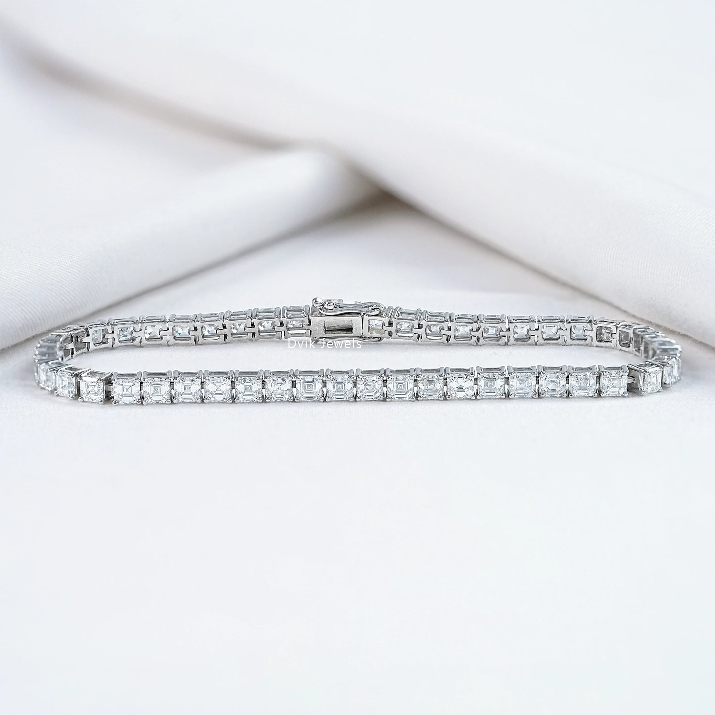 Asscher Cut Lab Diamond Tennis Bracelet