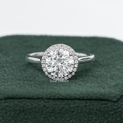 Brilliant Round-Cut Diamond Halo Solitaire Ring