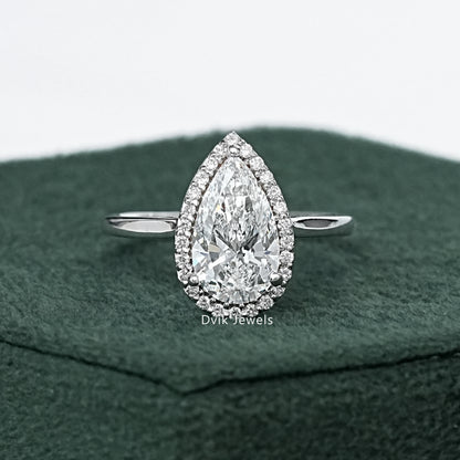 Pear Halo solitaire Diamond Engagement Ring