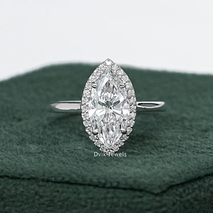 Classic Marquise Cut Halo Diamond Engagement Ring