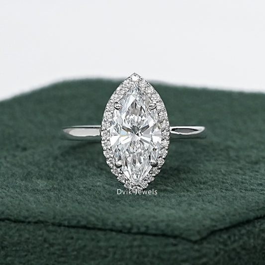 Classic Marquise Cut Halo Diamond Engagement Ring