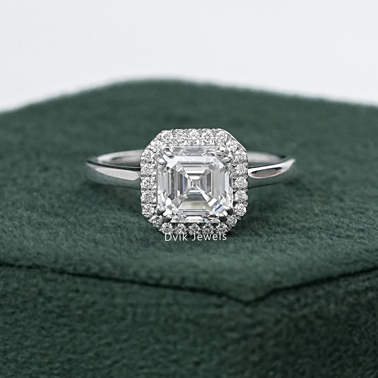 Asscher Cut Halo Diamond Engagement Ring