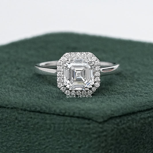 Asscher Cut Halo Diamond Engagement Ring