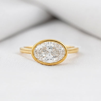 Oval East-West Bezel Engagement Ring
