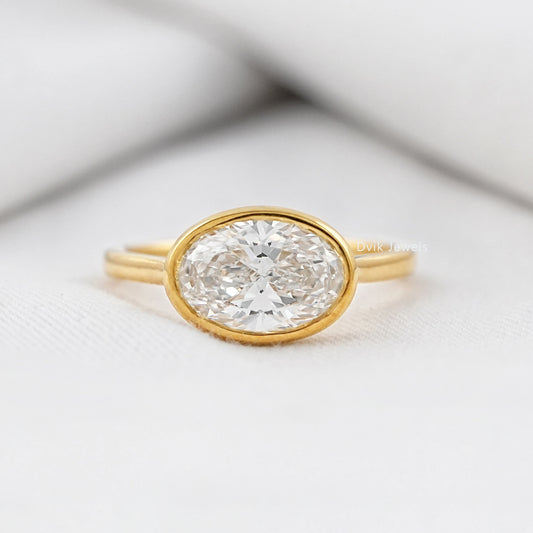 Oval East-West Bezel Engagement Ring