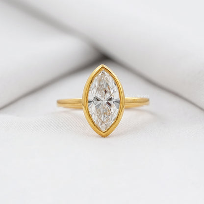 Bezel Set Marquise Lab Diamond Soliteire Ring