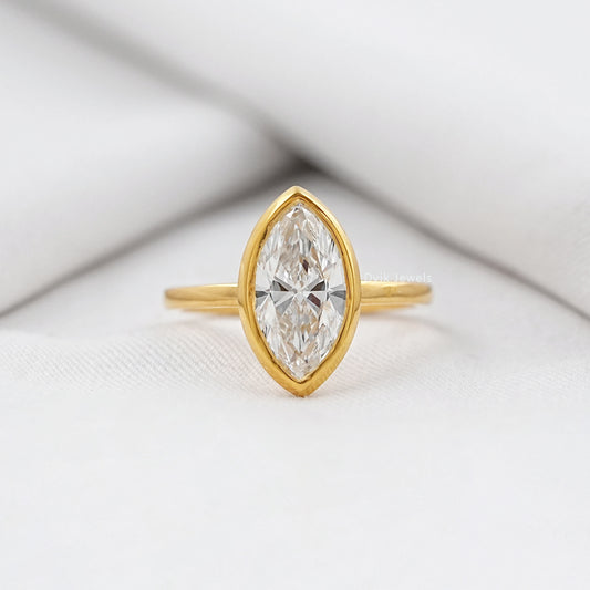 Bezel Set Marquise Lab Diamond Soliteire Ring