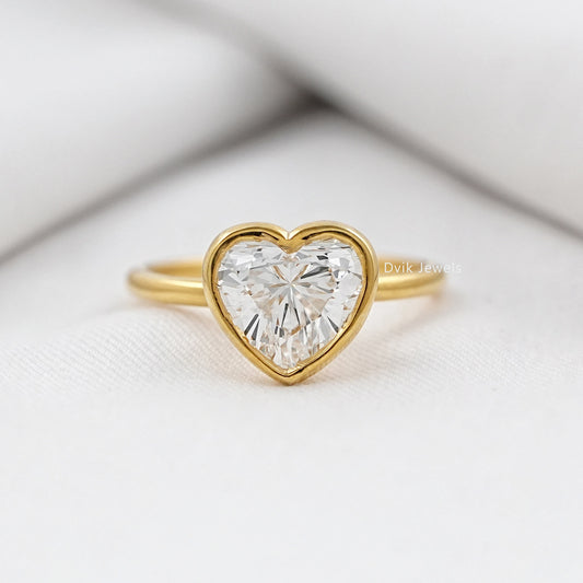 Heart Cut Lab Diamond Solitaire Engagement Ring