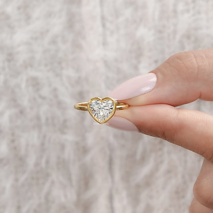 Heart Cut Lab Diamond Solitaire Engagement Ring