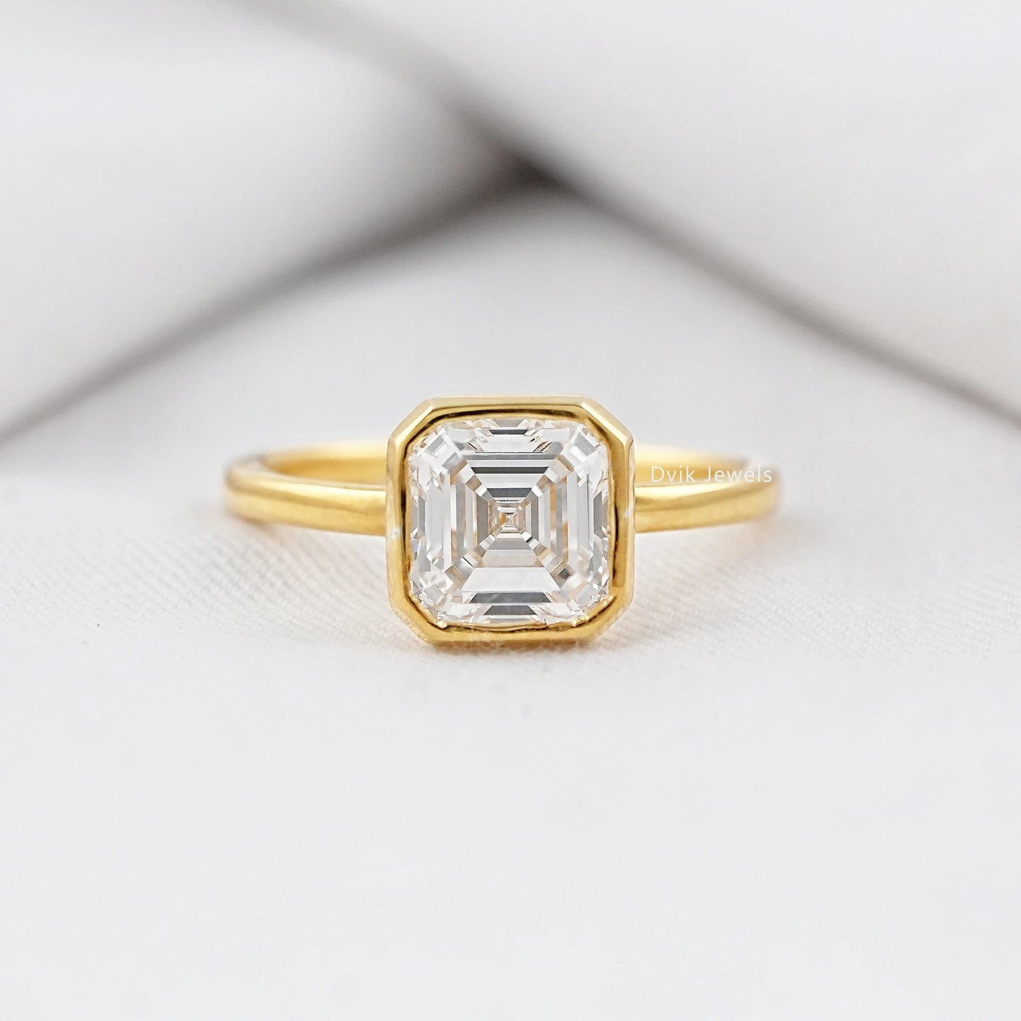 Bezel Set Asscher Diamond Engagement Ring