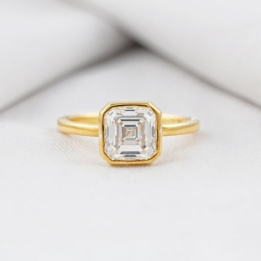 Bezel Set Asscher Diamond Engagement Ring