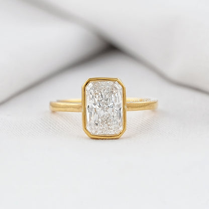 Radiant Lab Diamond Bezel Set Engagement Ring