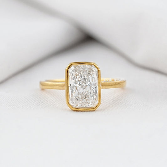 Radiant Lab Diamond Bezel Set Engagement Ring