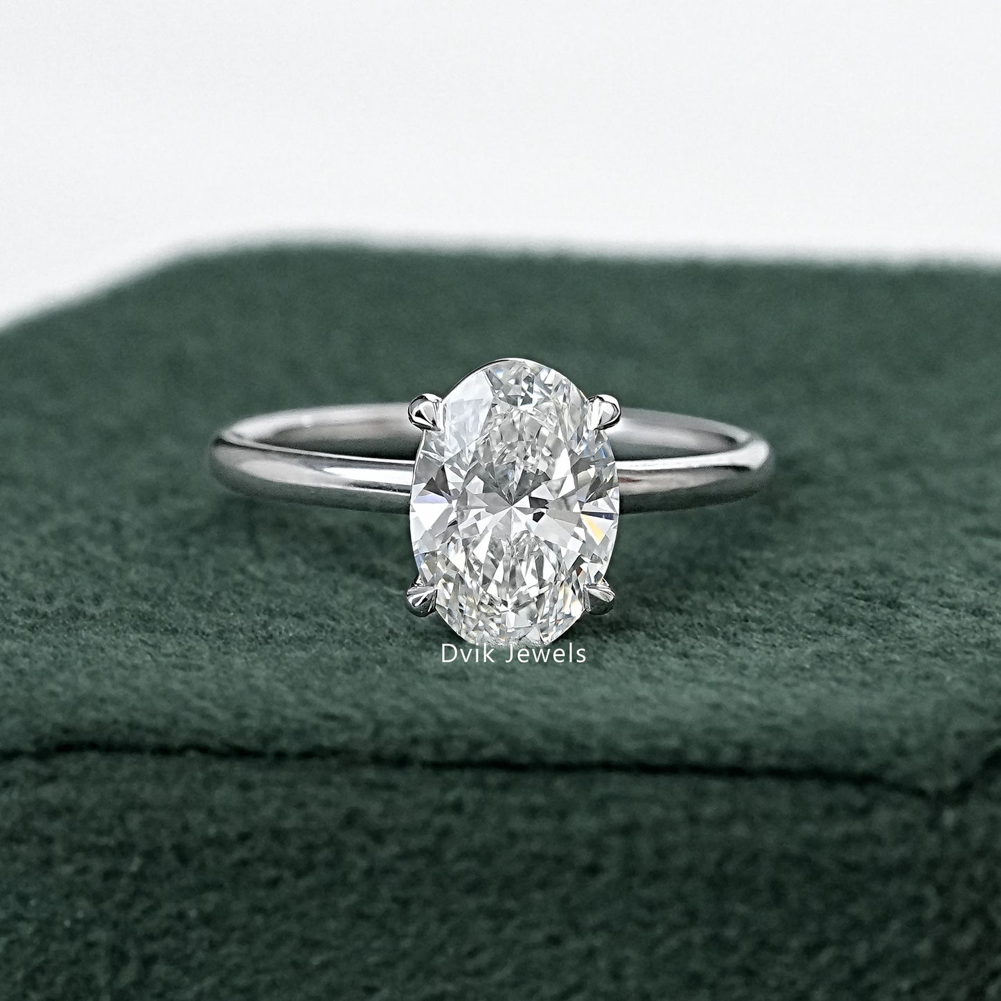 Oval Cut Lab Diamond Solitaire Engagement Ring