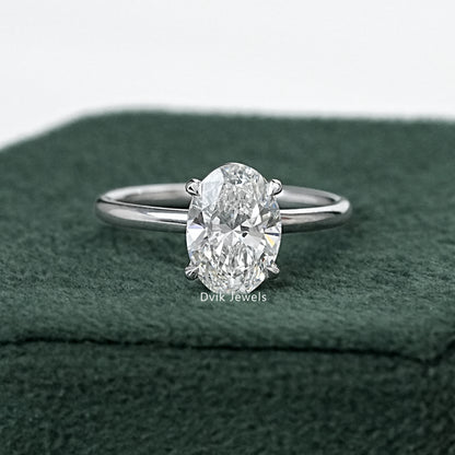 Oval Cut Lab Diamond Solitaire Engagement Ring