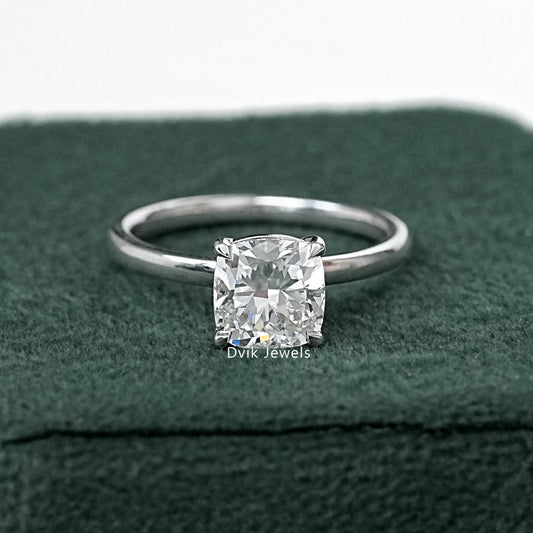 Square Cushion Cut Solitaire Lab Diamond Ring
