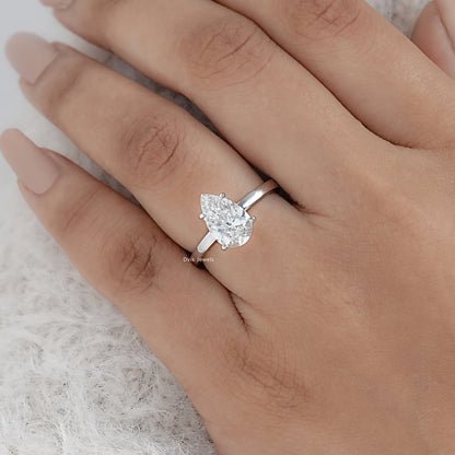 Pear Cut Lab Grown Diamond Solitaire Engagement Ring