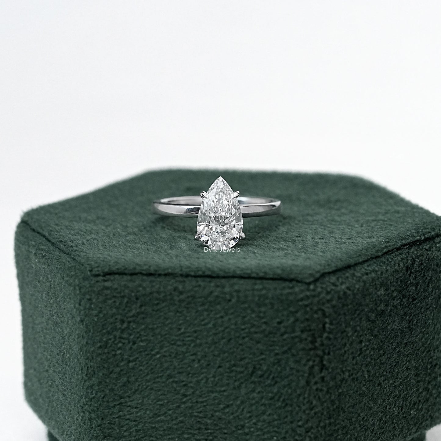 Pear Cut Lab Grown Diamond Solitaire Engagement Ring