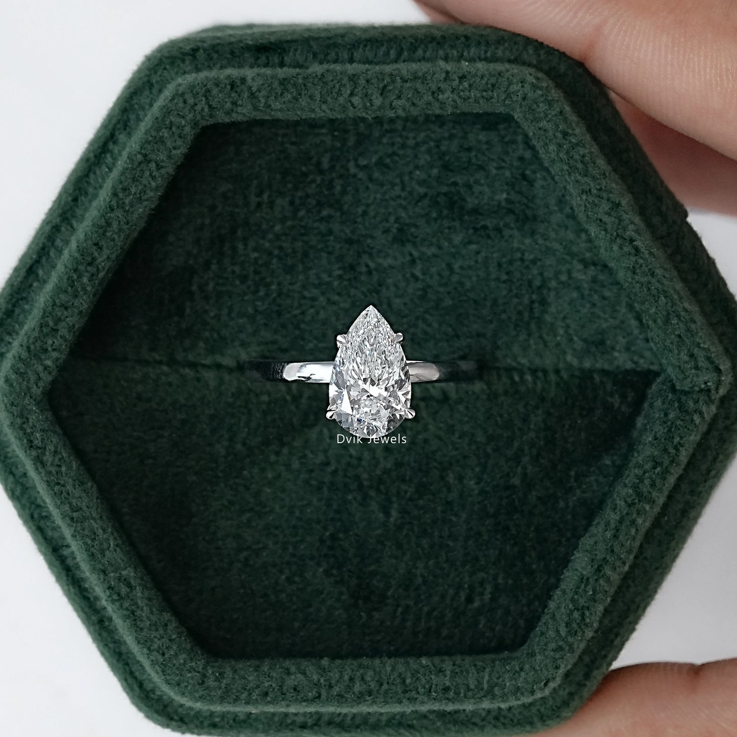 Pear Cut Lab Grown Diamond Solitaire Engagement Ring