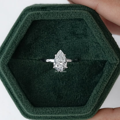 Pear Cut Lab Grown Diamond Solitaire Engagement Ring