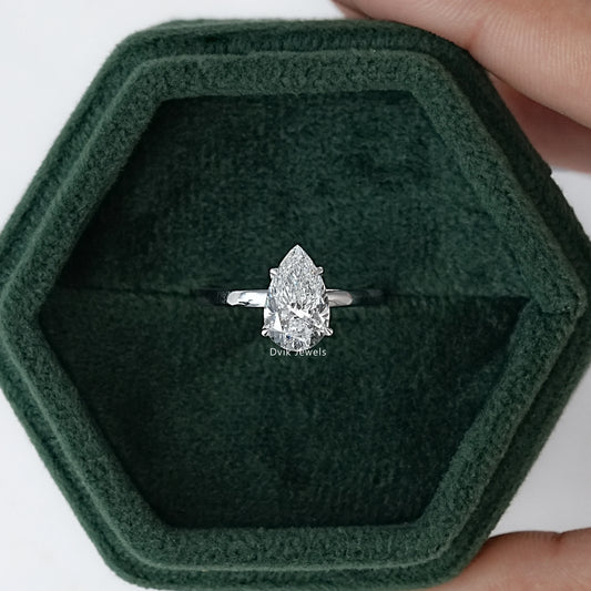 Pear Cut Lab Grown Diamond Solitaire Engagement Ring