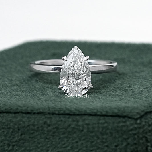 Pear Cut Lab Grown Diamond Solitaire Engagement Ring