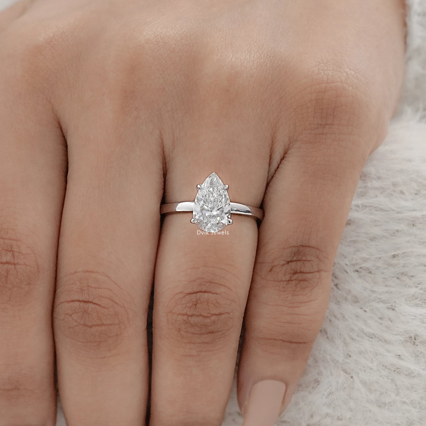 Pear Cut Lab Grown Diamond Solitaire Engagement Ring