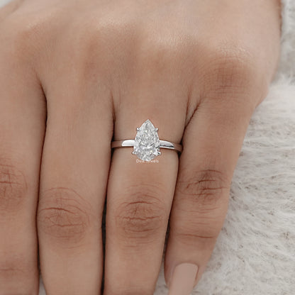 Pear Cut Lab Grown Diamond Solitaire Engagement Ring