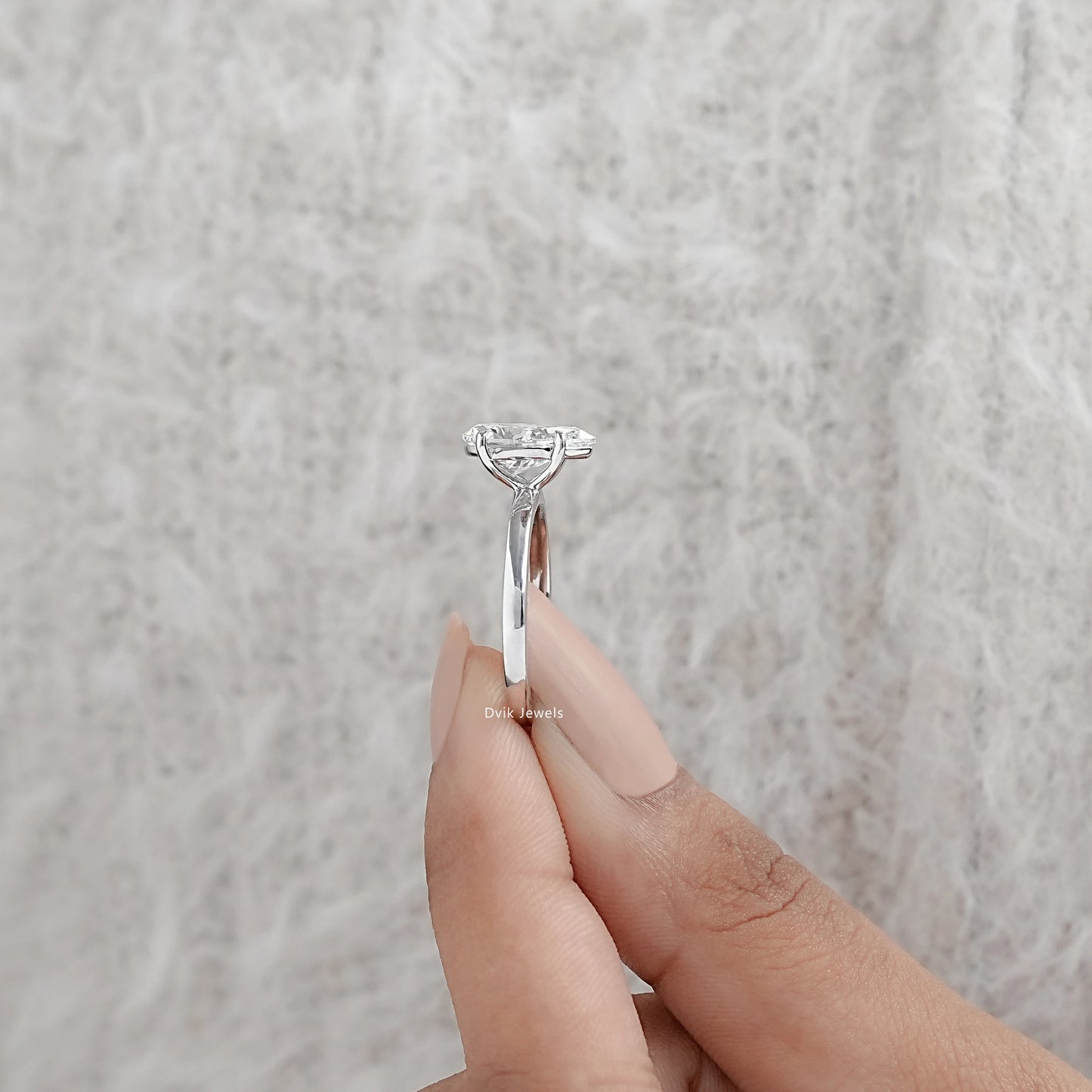 Pear Cut Lab Grown Diamond Solitaire Engagement Ring