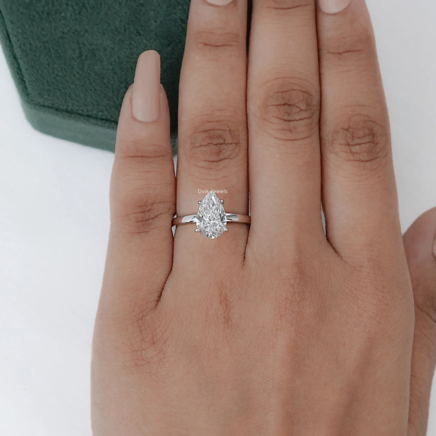 Pear Cut Lab Grown Diamond Solitaire Engagement Ring