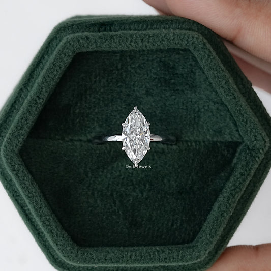 Marquise Cut Lab Diamond Solitaire Engagement Ring