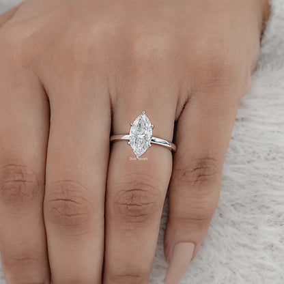 Marquise Cut Lab Diamond Solitaire Engagement Ring