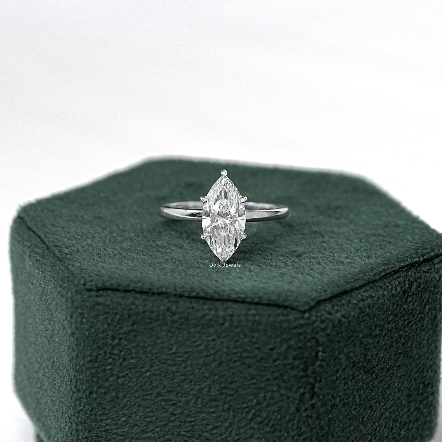 Marquise Cut Lab Diamond Solitaire Engagement Ring