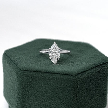 Marquise Cut Lab Diamond Solitaire Engagement Ring