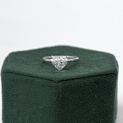 Heart Shape Lab Grown Solitaire Engagement Ring Women
