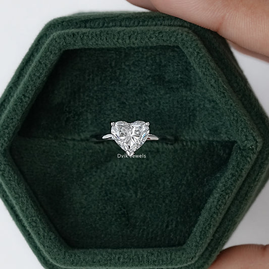 Heart Shape Lab Grown Solitaire Engagement Ring Women