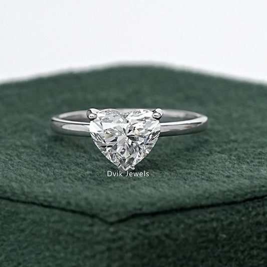 Heart Shape Lab Grown Solitaire Engagement Ring Women