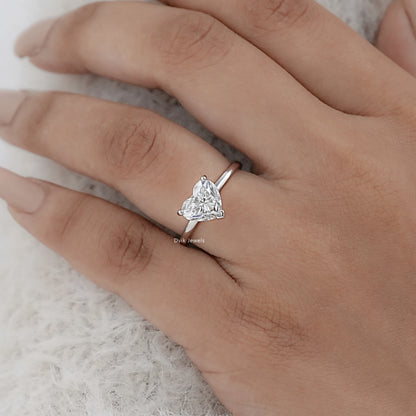 Heart Shape Lab Grown Solitaire Engagement Ring Women